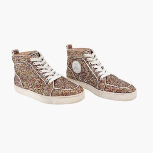 Christian Louboutin Rantus Orlato Glitter High Top Sneakers Size 38 US 8 Women's